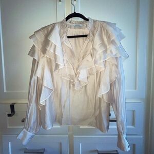 & other stories ruffle long sleeve pullover shirt sz medium MD